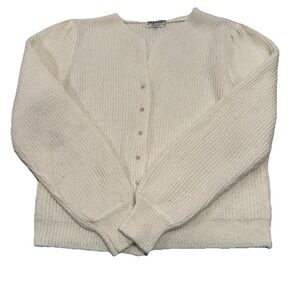 Vintage John Wanamaker Large Arcrylic Pearl Buttons Cream Cardigan Sweater